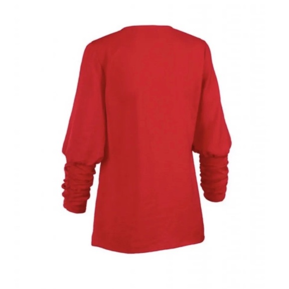 CAbi Aurora Blouse Ruched 3/4 Sleeve Blouse Red M - Picture 2 of 7